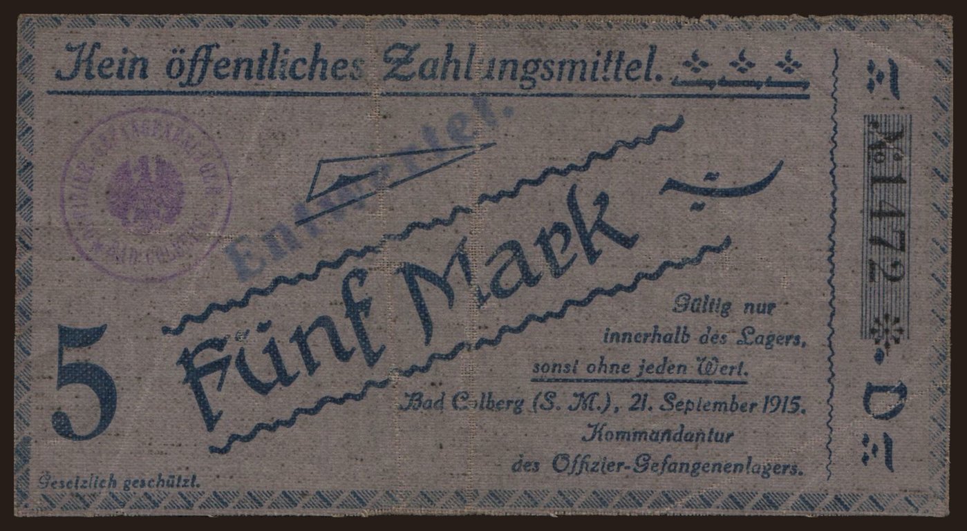 Bad Colberg, 5 Mark, 1915
