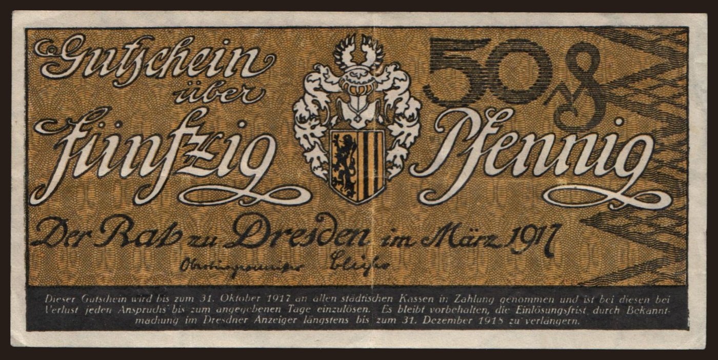 Dresden, 50 Pfennig, 1917