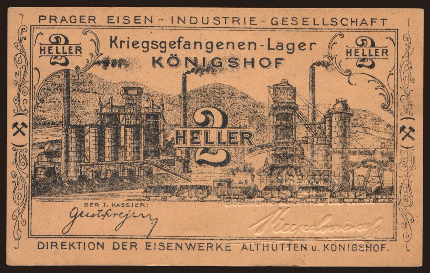 Königshof, 2 Heller, 1916