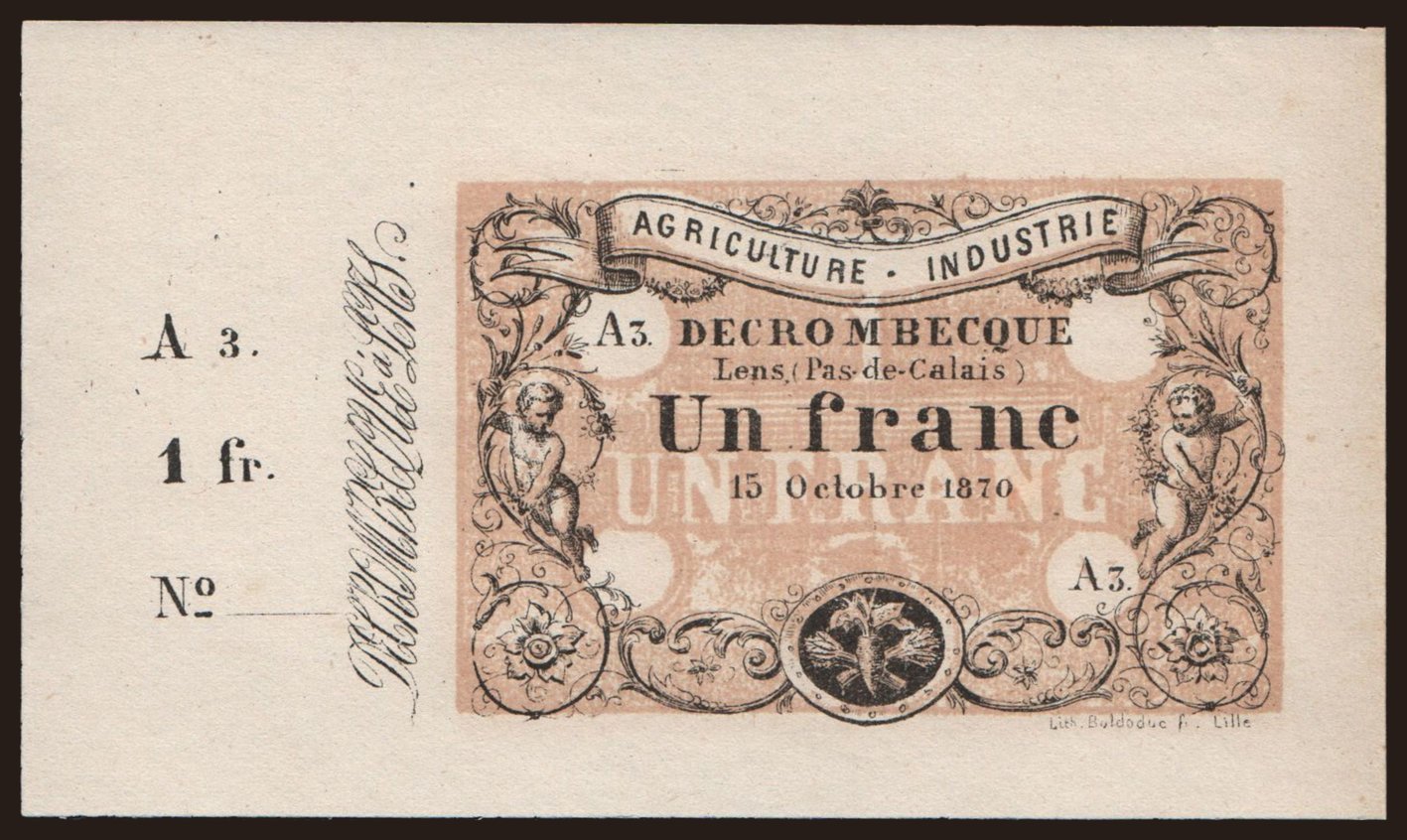 Lens/ Decrombecque, 1 franc, 1870