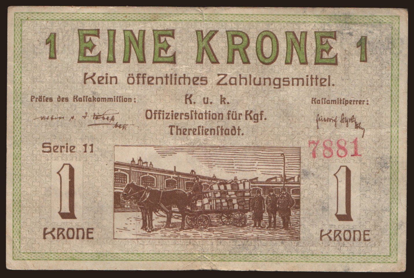 Theresienstadt/ Offiziersstation, 1 Krone, 191?