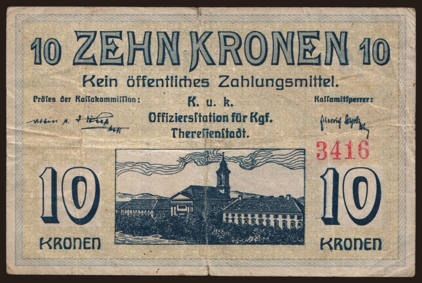 Theresienstadt/ Offiziersstation, 10 Kronen, 191?