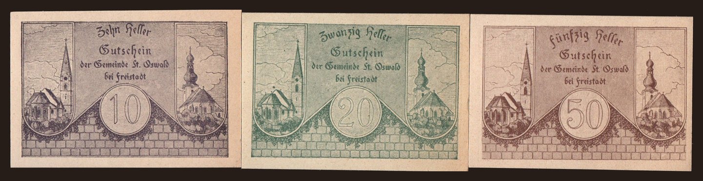 Sankt Oswald, 10, 20, 50 Heller, 1920