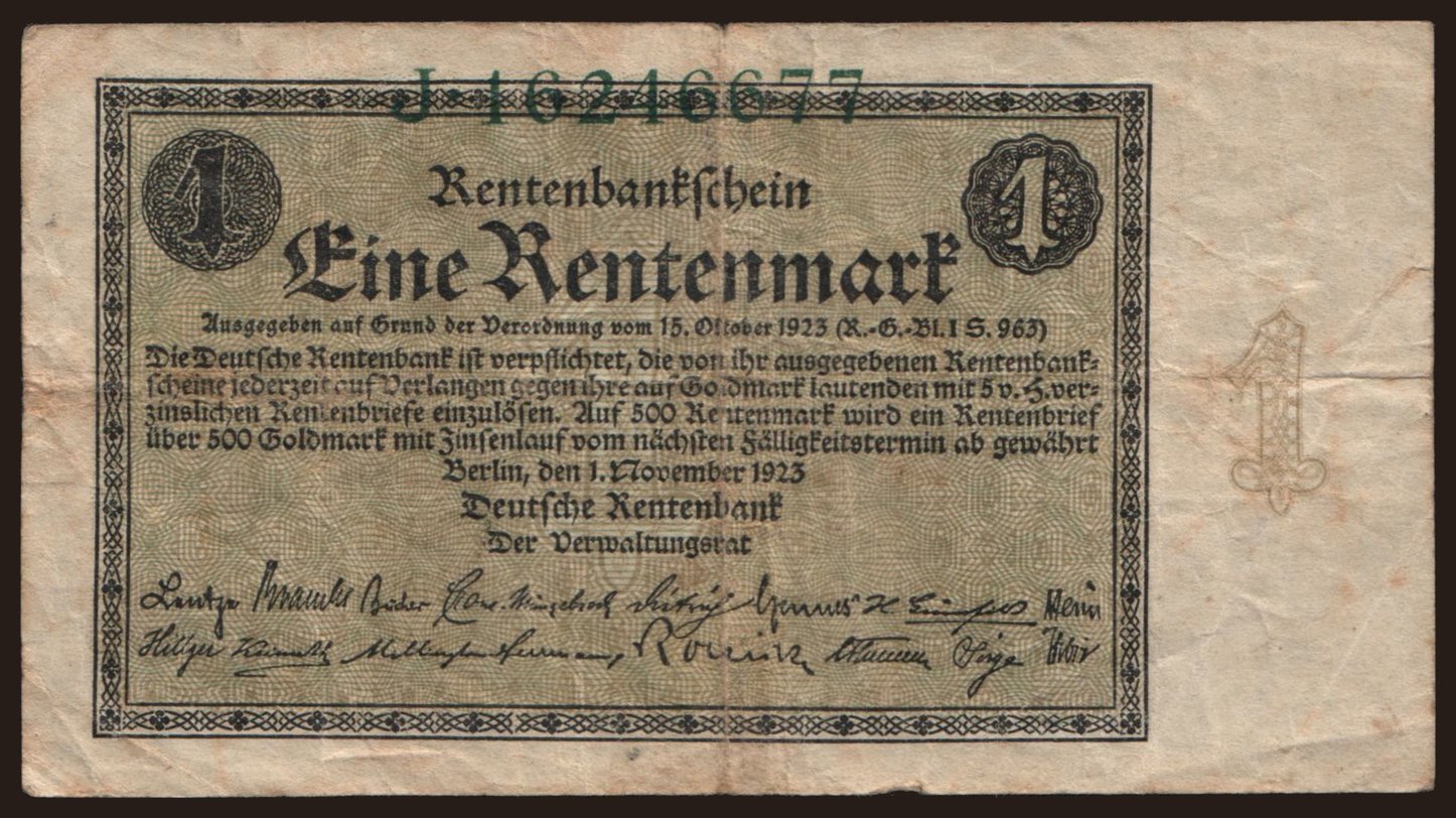 1 Rentenmark, 1923
