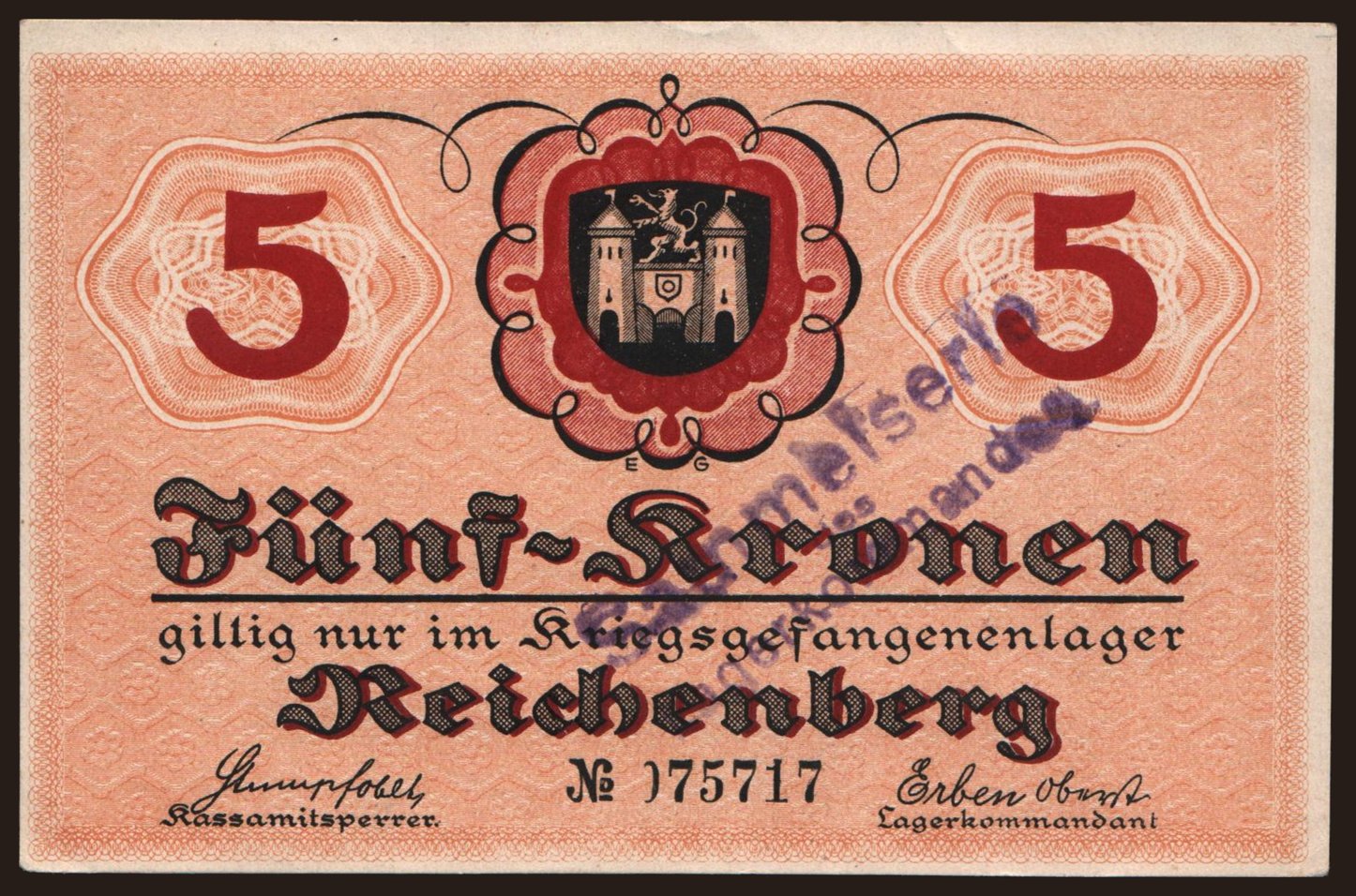 Reichenberg, 5 Kronen, 191?