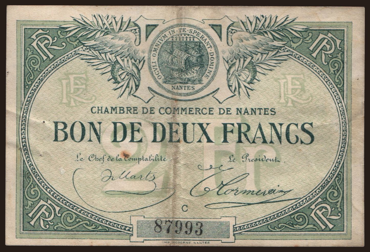Nantes, 2 francs, 191?