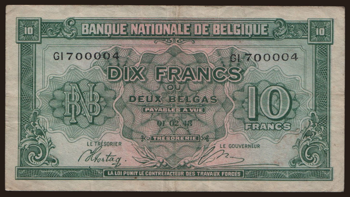 10 francs, 1943