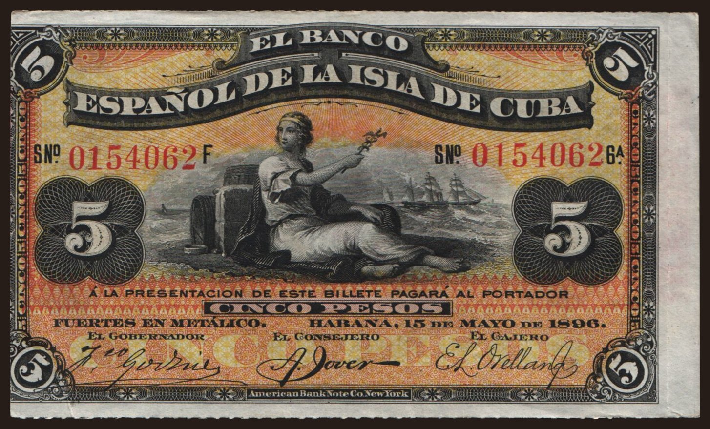 5 pesos, 1896