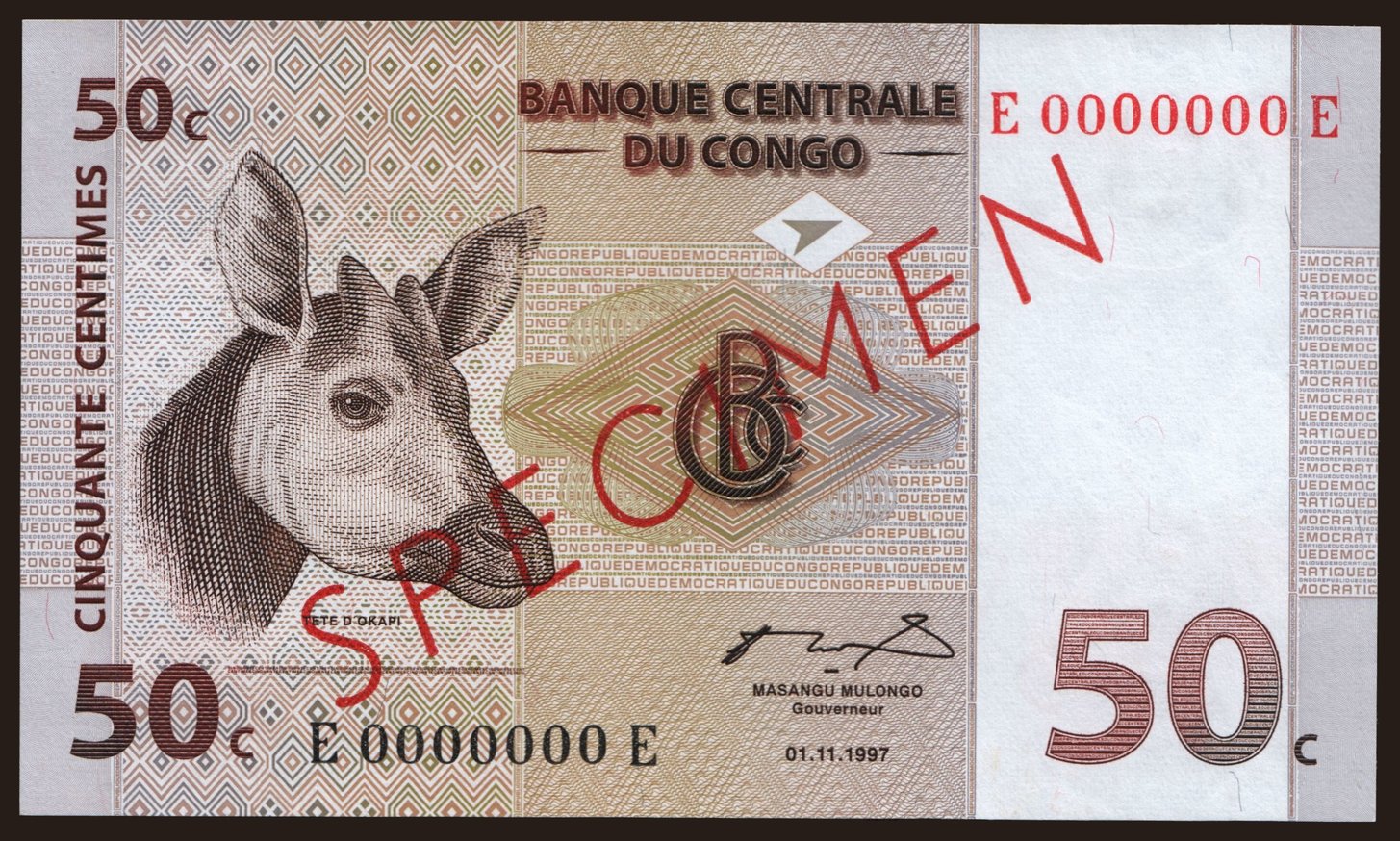 50 centimes, 1997, SPECIMEN