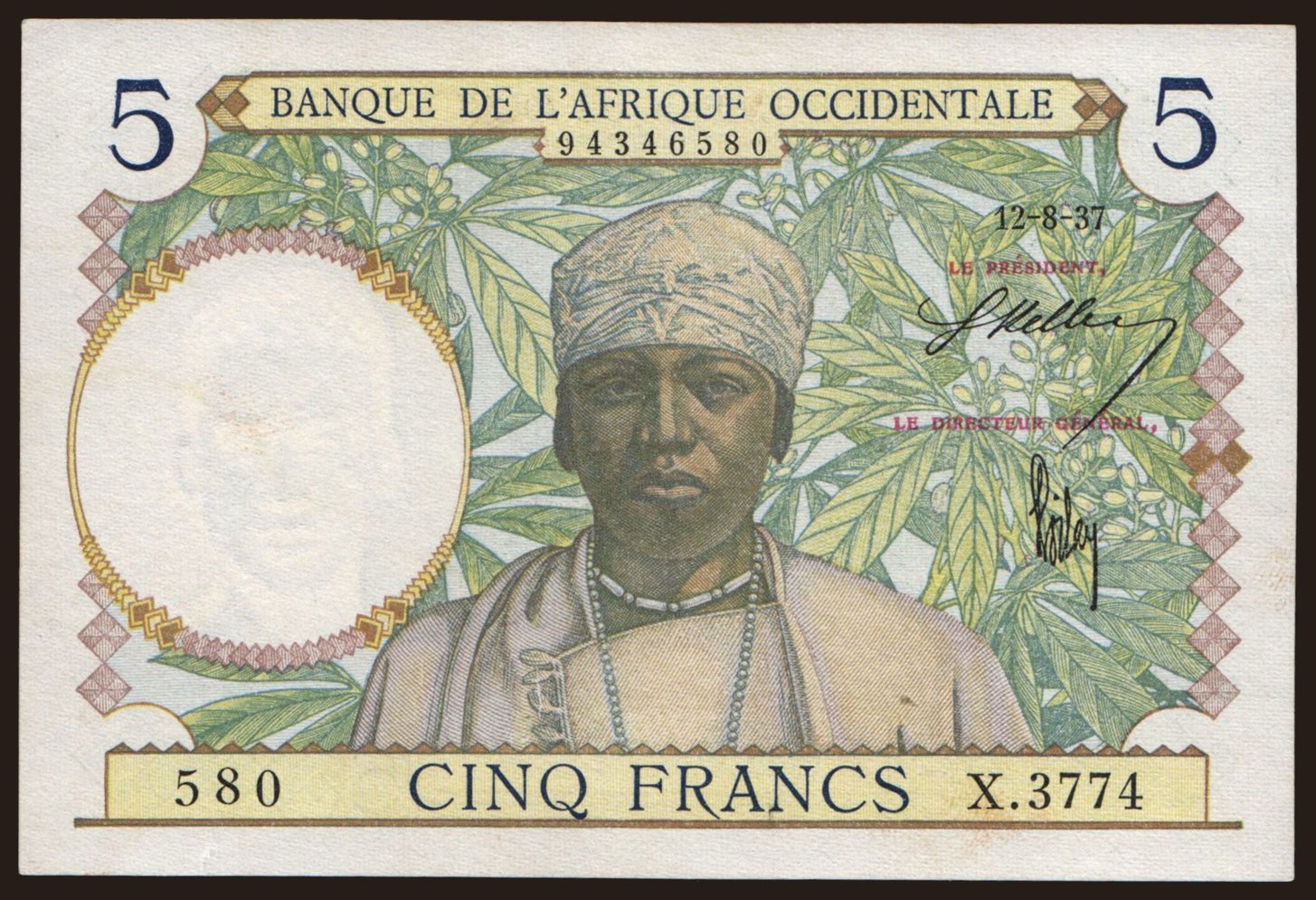 5 francs, 1937