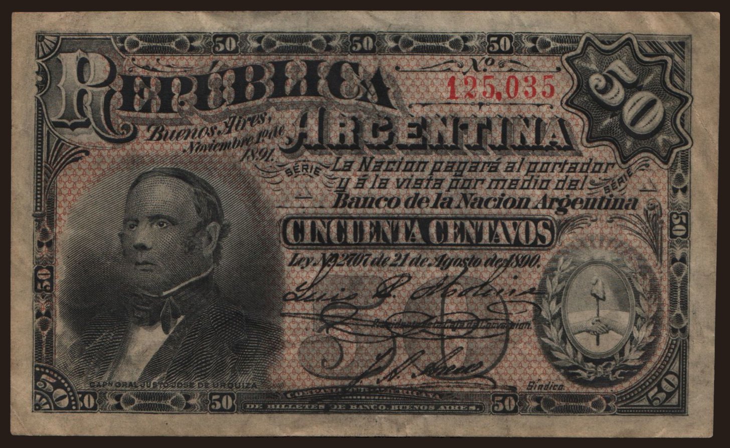 50 centavos, 1891