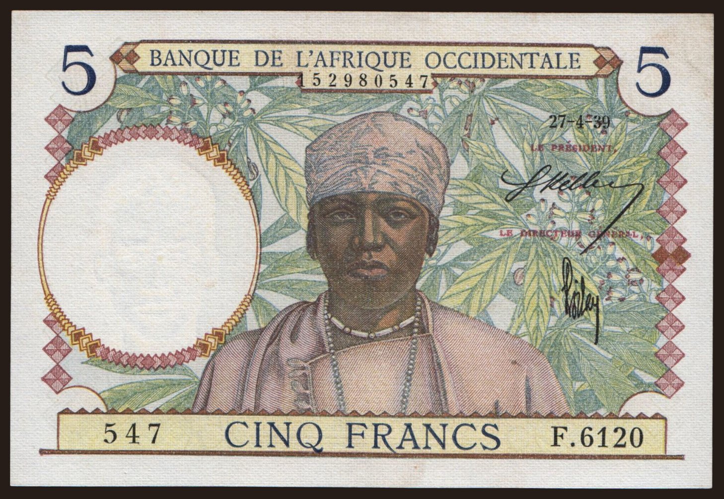 5 francs, 1939