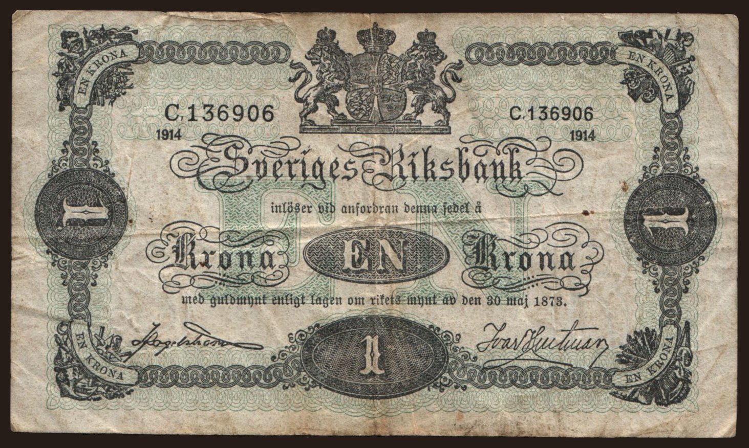 1 krona, 1914
