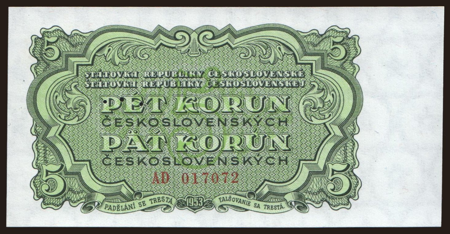 5 korun, 1953