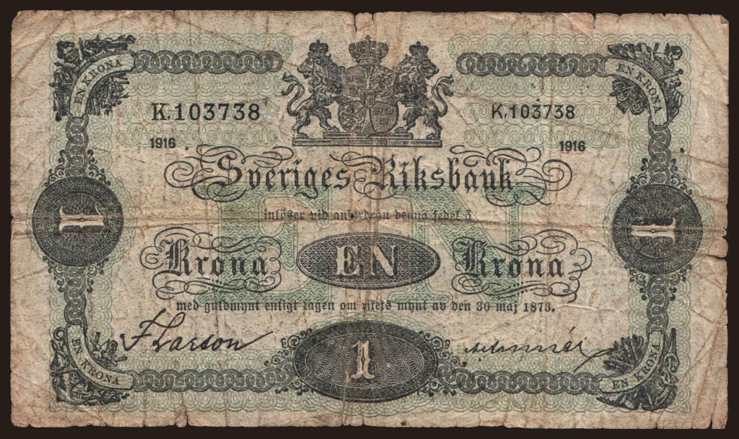1 krona, 1916