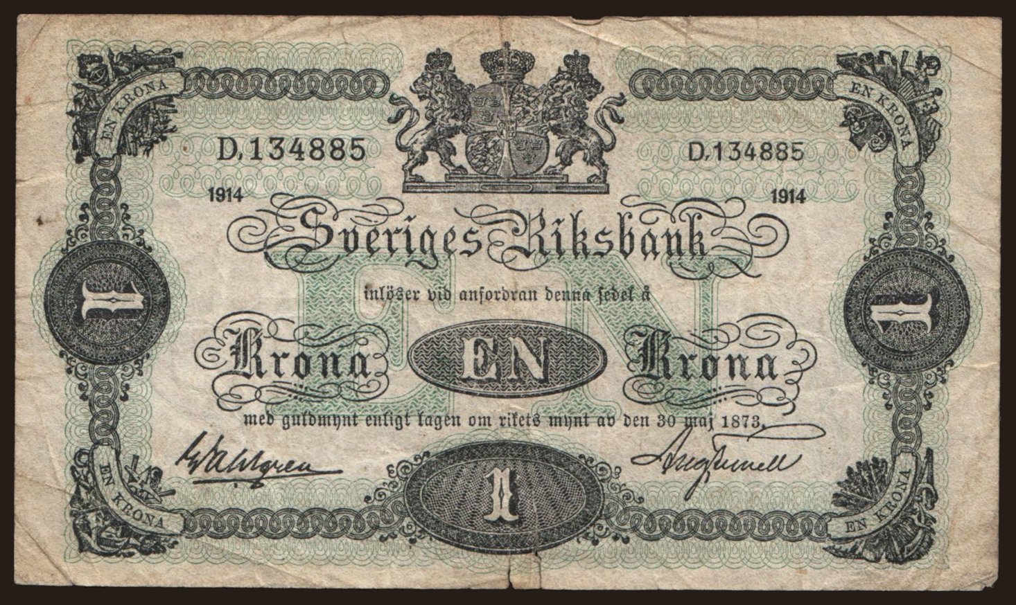 1 krona, 1914