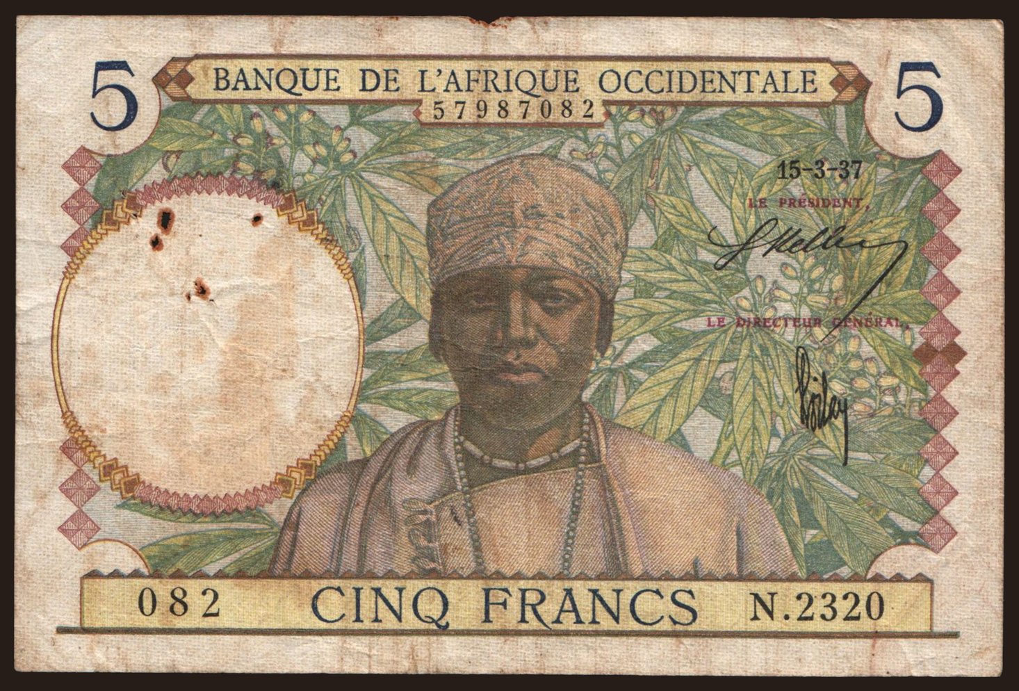 5 francs, 1937