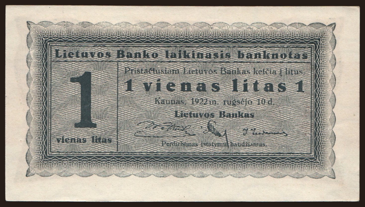 1 litas, 1922