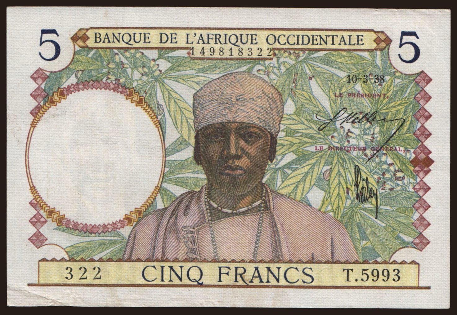 5 francs, 1938