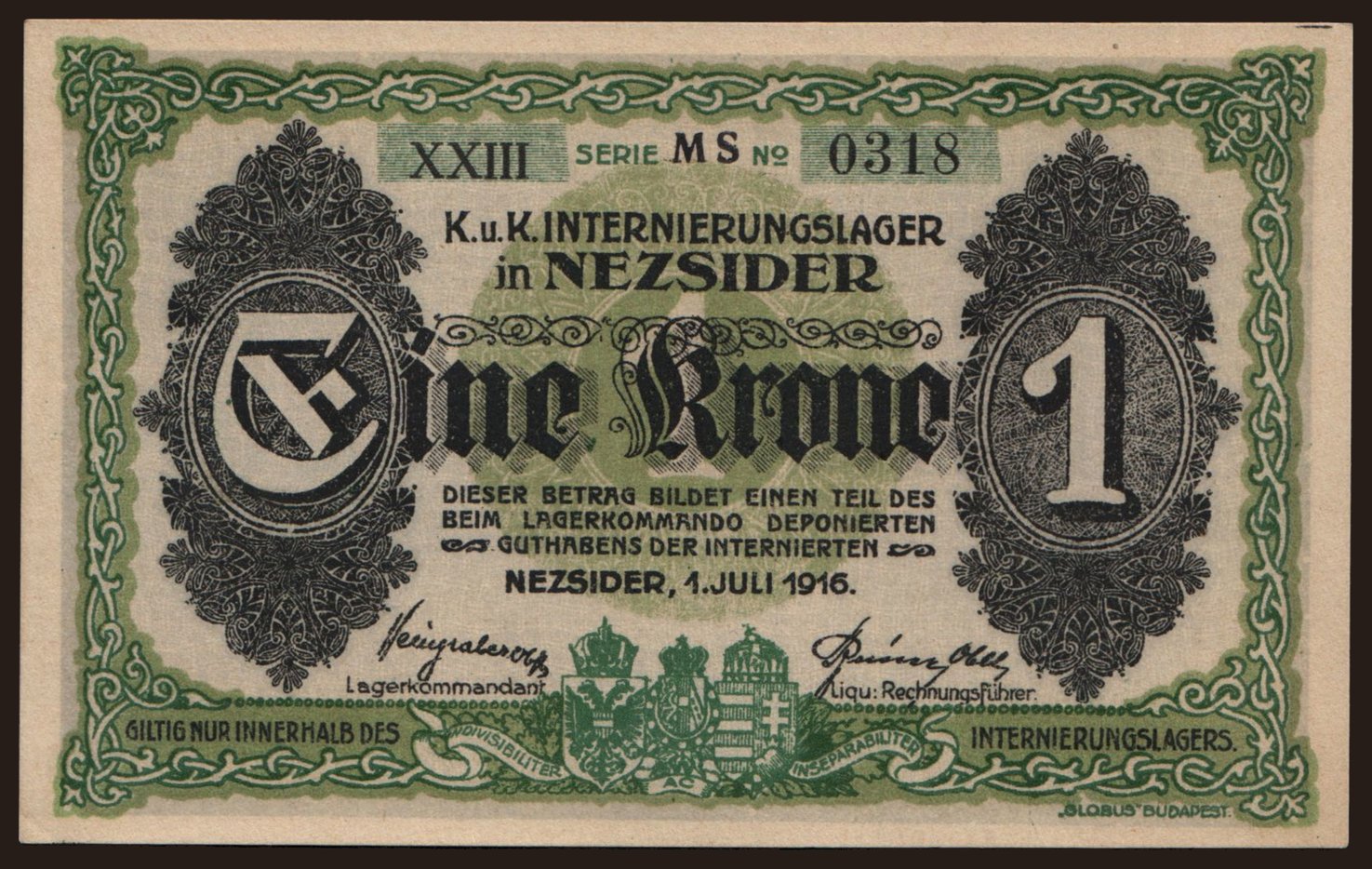 Nezsider, 1 Krone, 1916