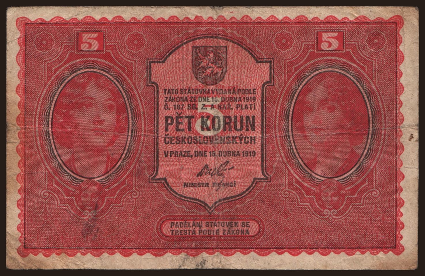 5 korun, 1919