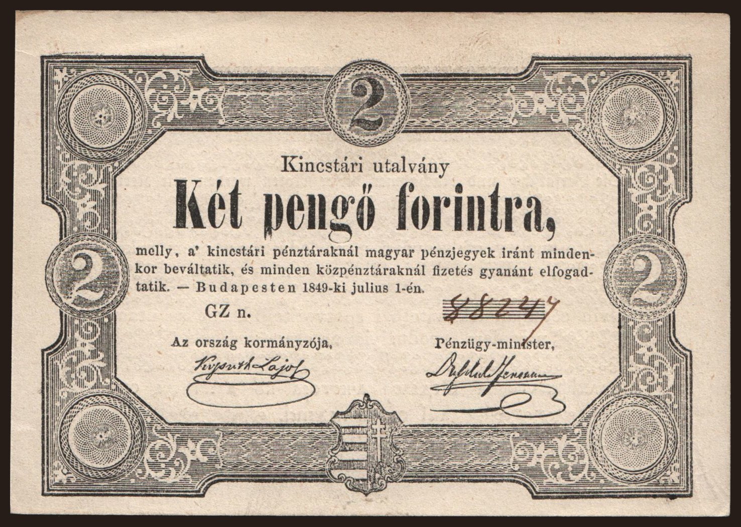 2 forint, 1849