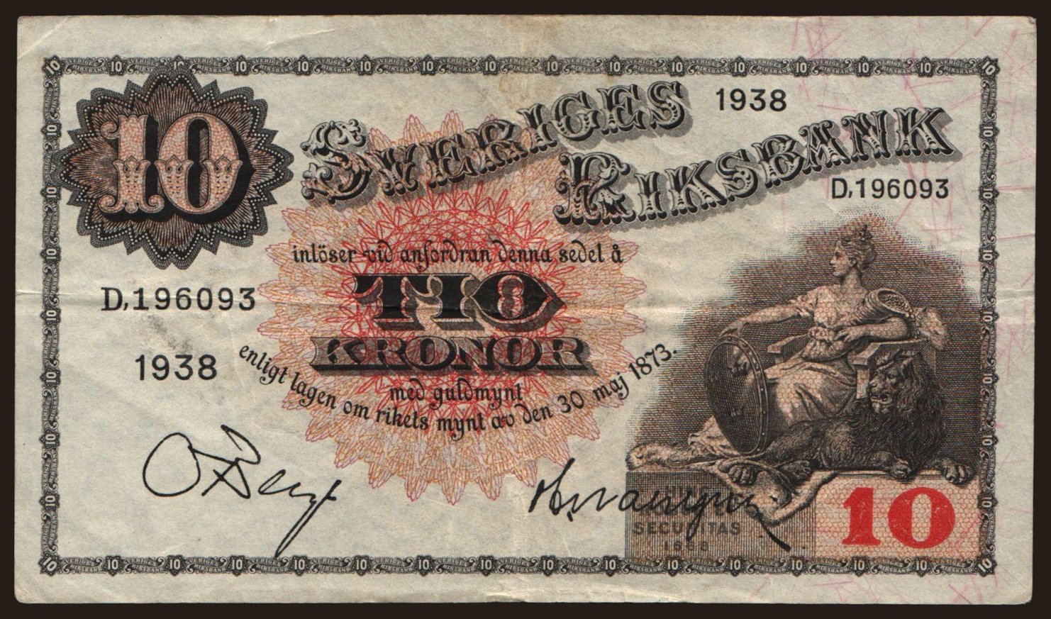 10 Kronor, 1938
