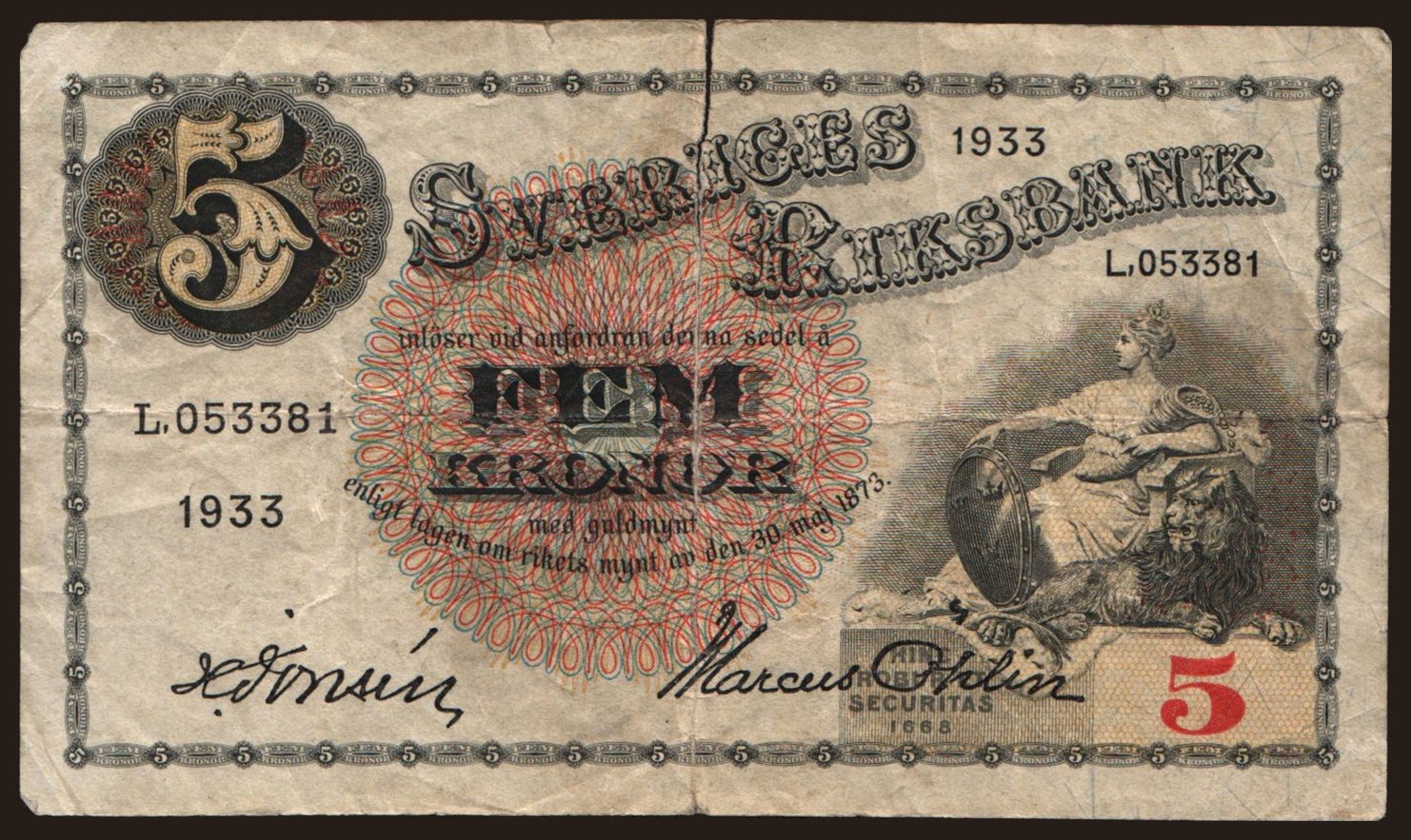 5 Kronor, 1933