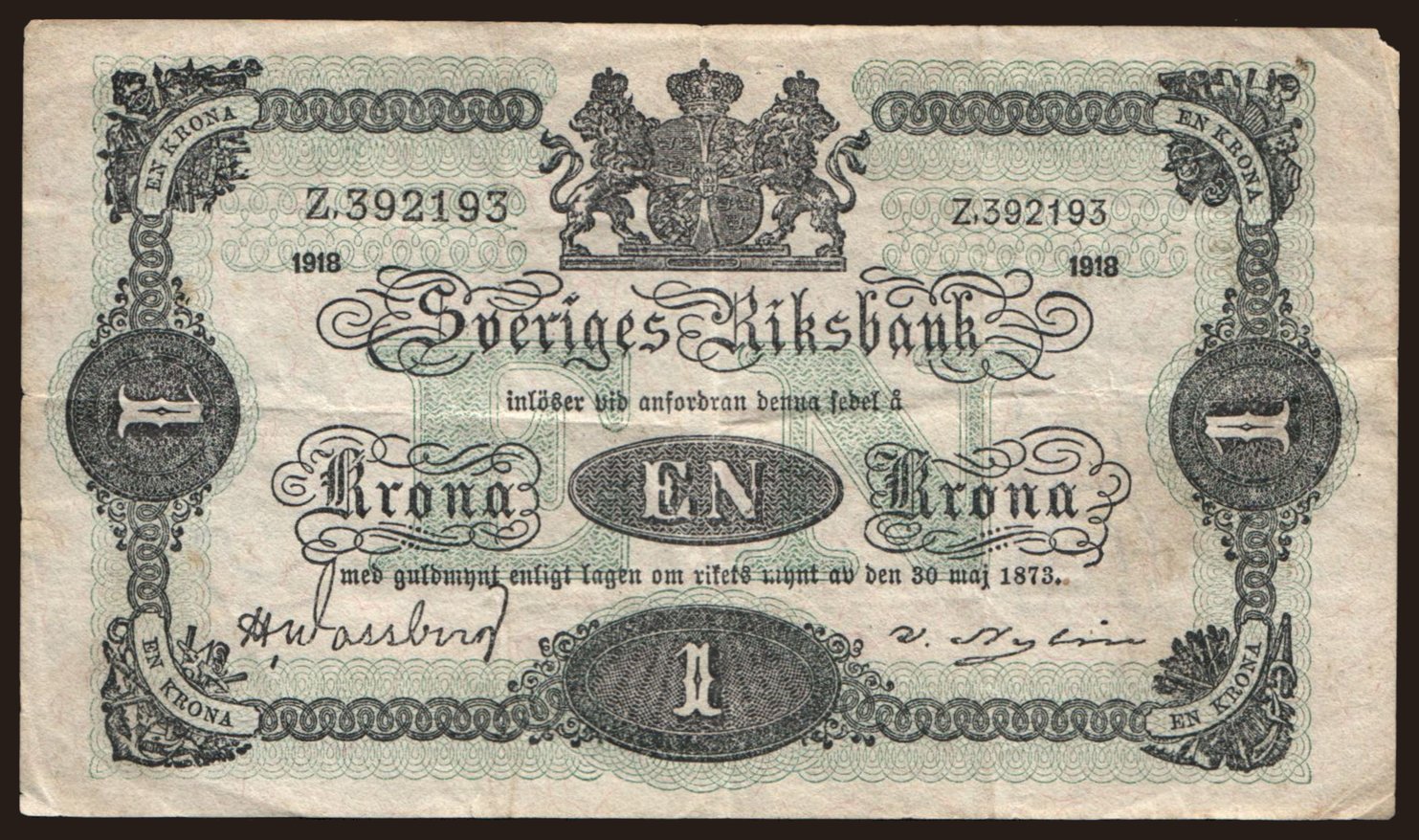 1 krona, 1918