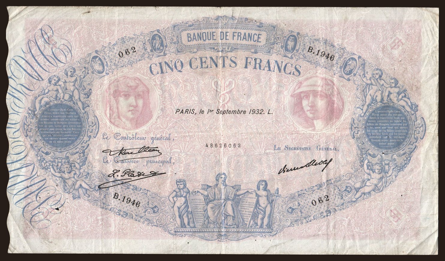 500 francs, 1932