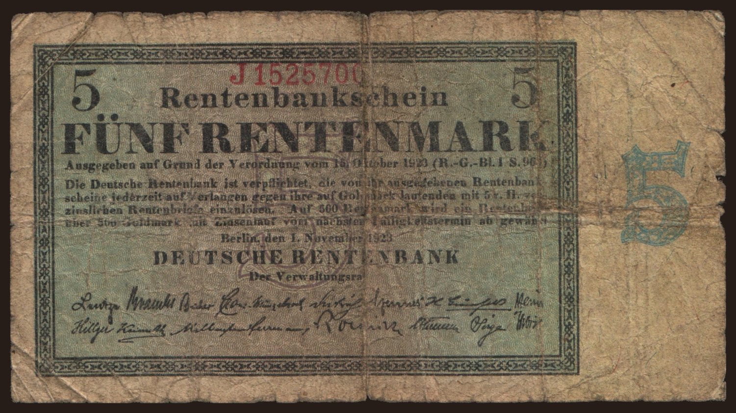 5 Rentenmark, 1923