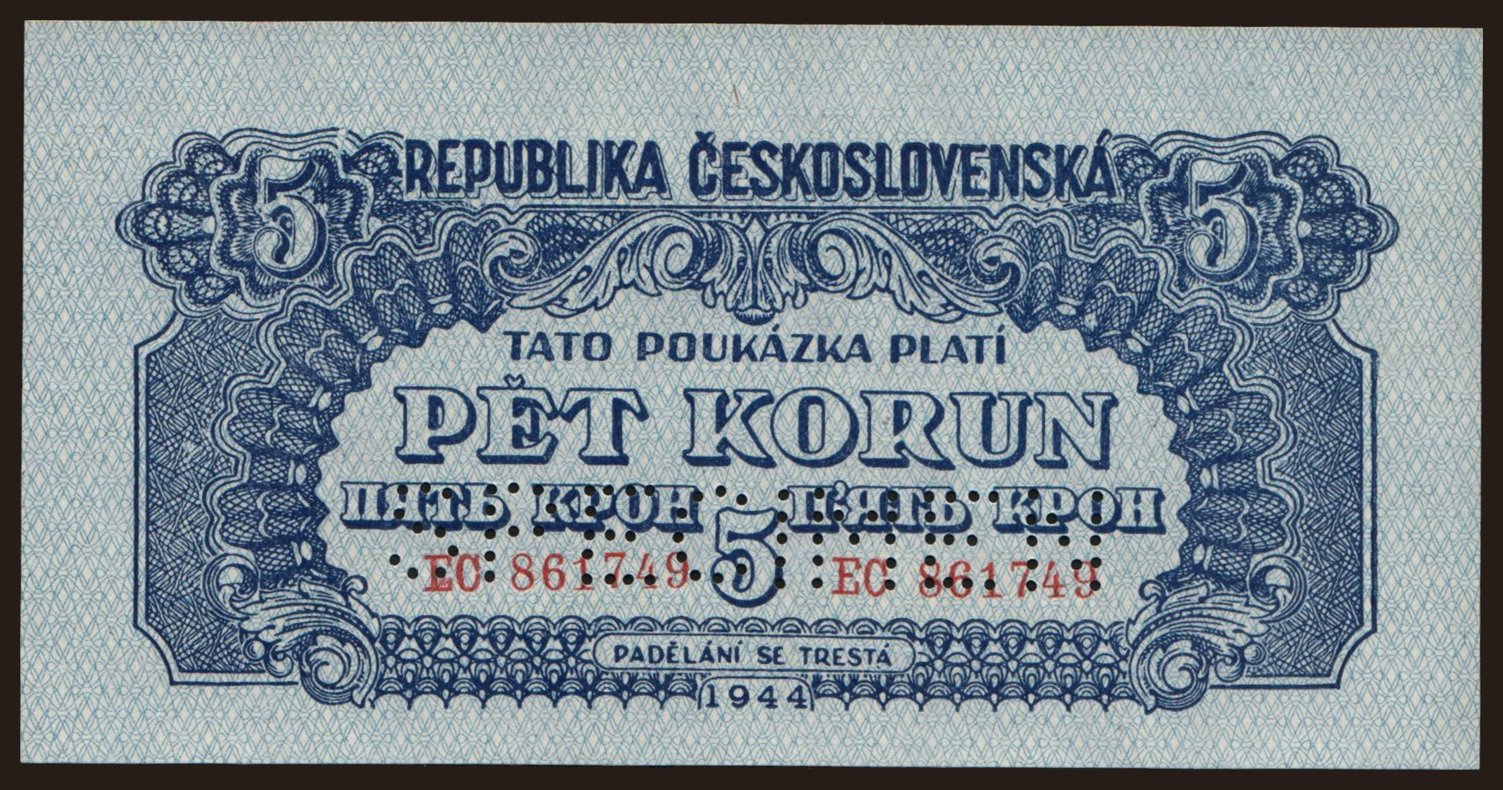 5 korun, 1944