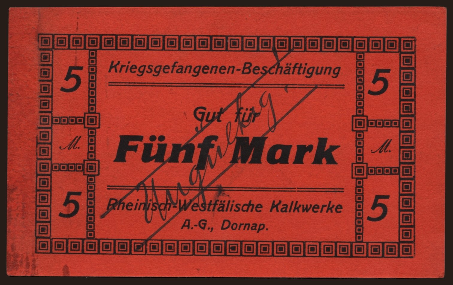 Dornap/ Rheinisch-Westfälische Kalkwerke, 5 Mark, 191?