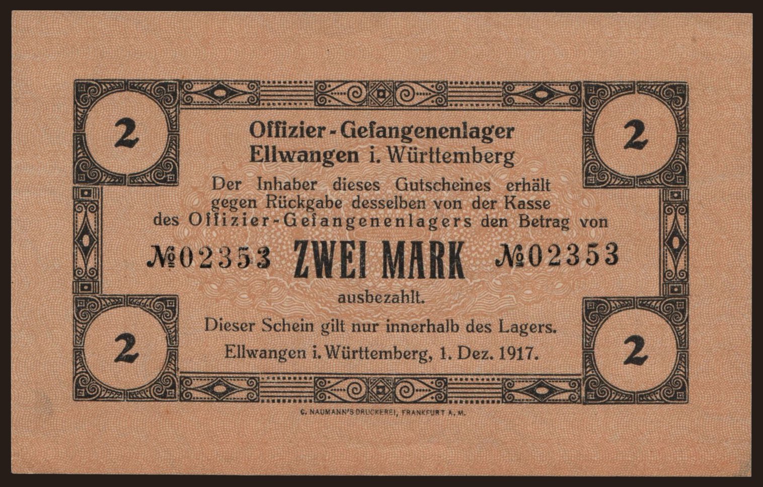 Ellwangen, 2 Mark, 1917