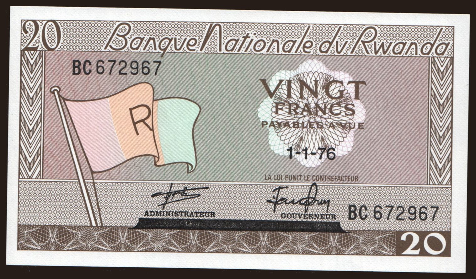 20 francs, 1976