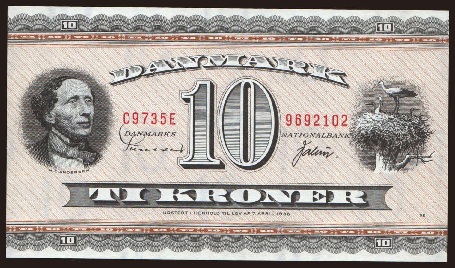 10 kroner, 1936 (1973)