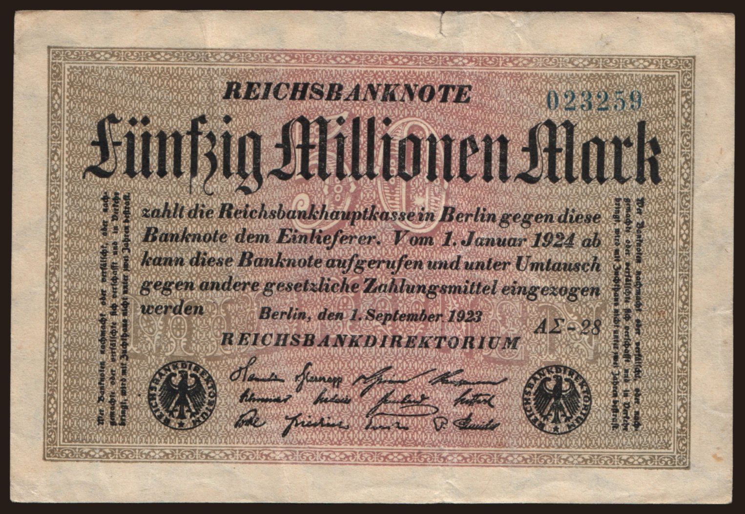 50.000.000 Mark, 1923
