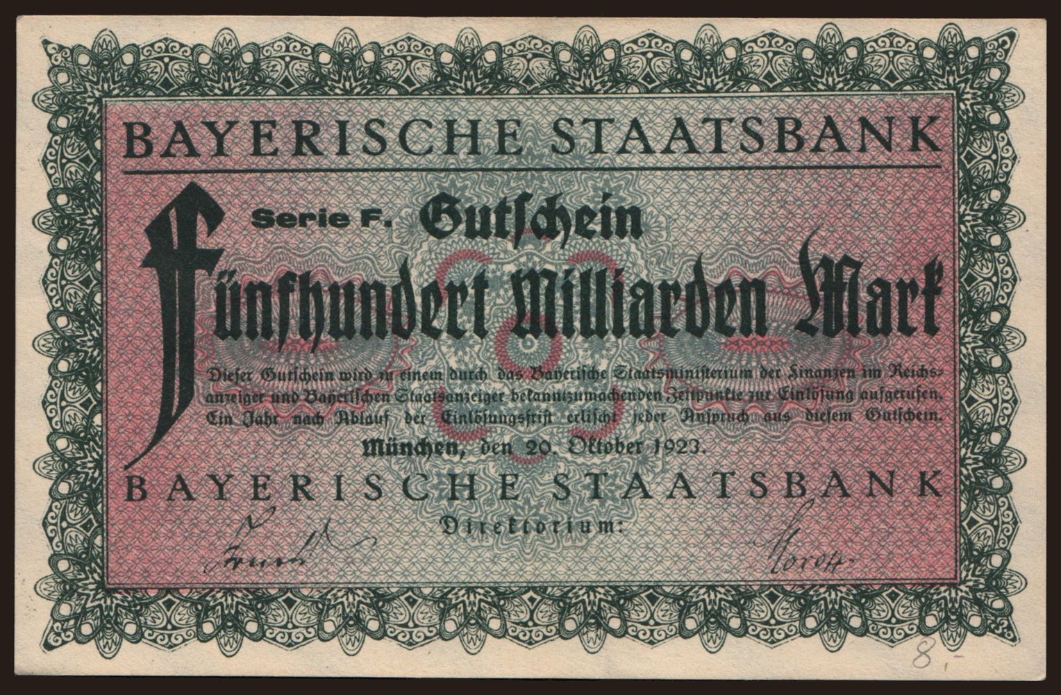 München/ Bayerische Staatsbank, 500.000.000.000 Mark, 1923
