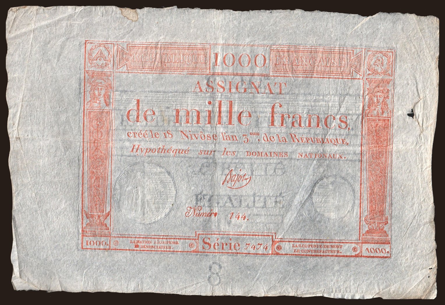 1000 francs, 1795