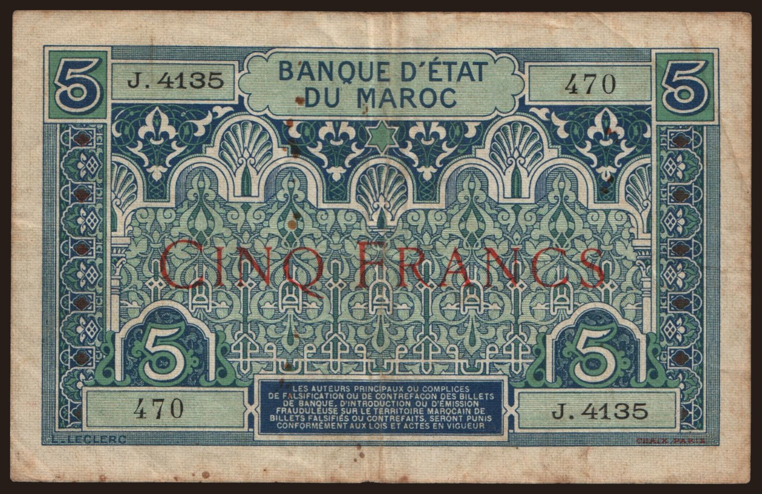 5 francs, 1924