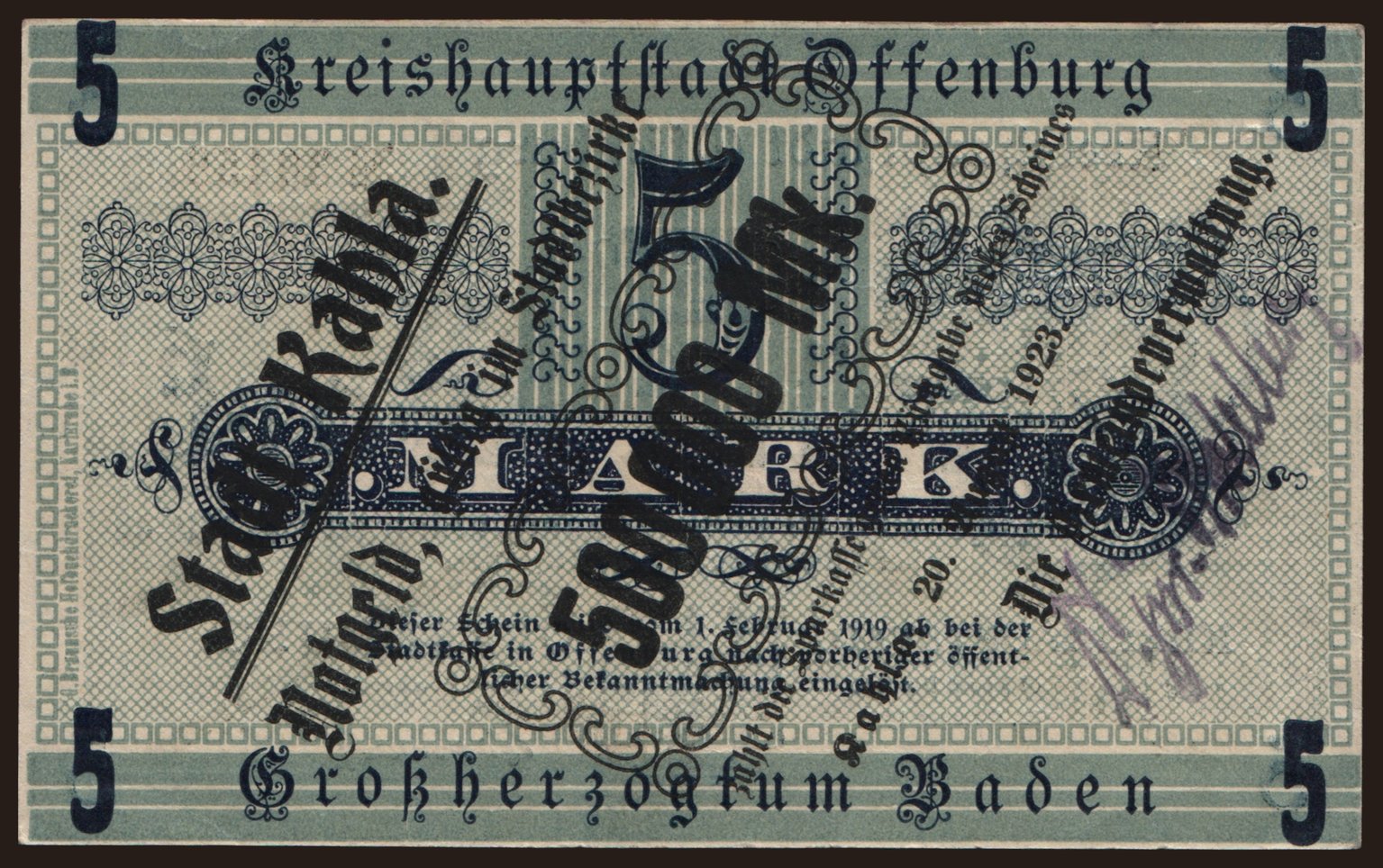 Kahla/ Stadt, 500.000 Mark, 1923