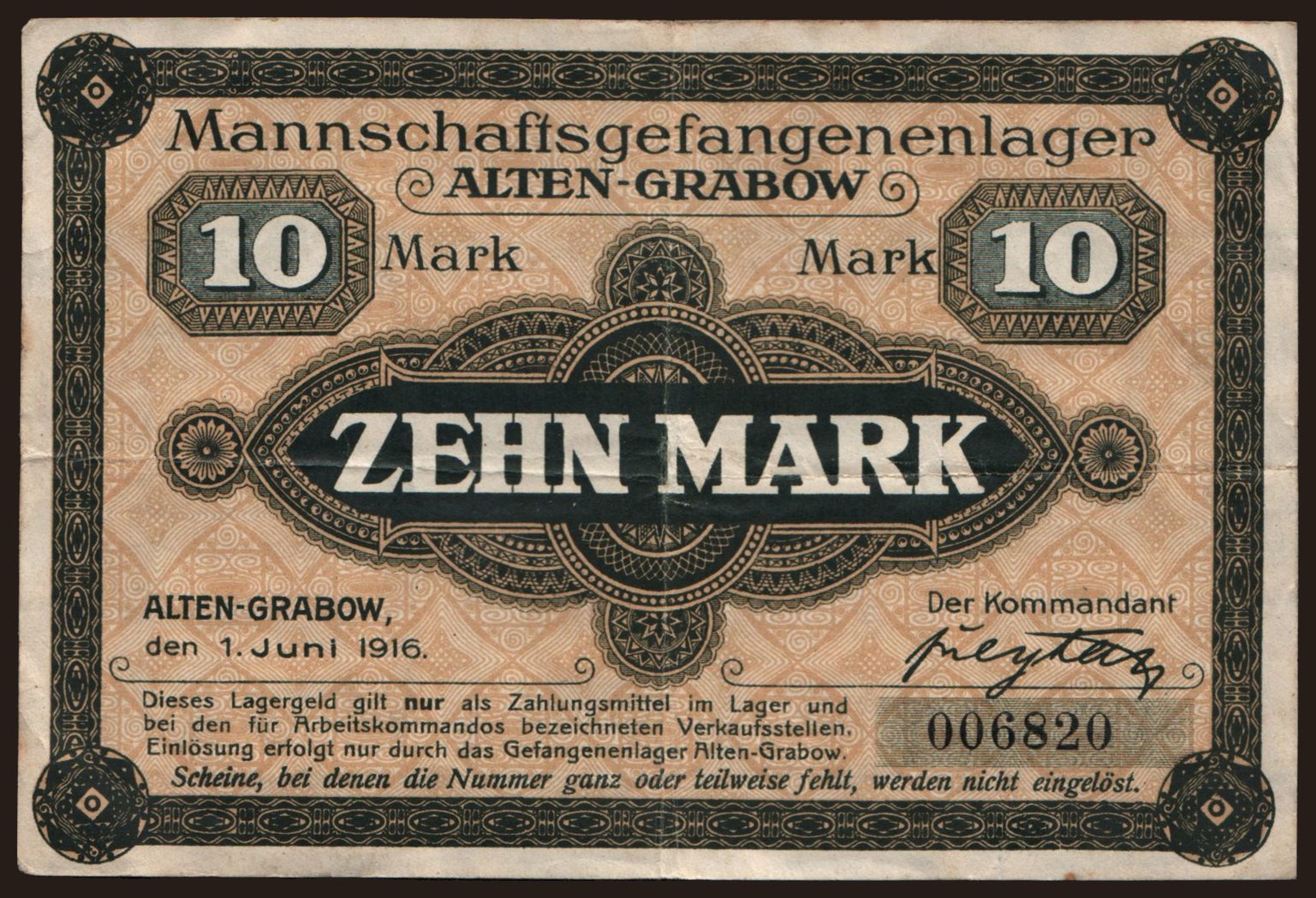 Alten-Grabow, 10 Mark, 1916