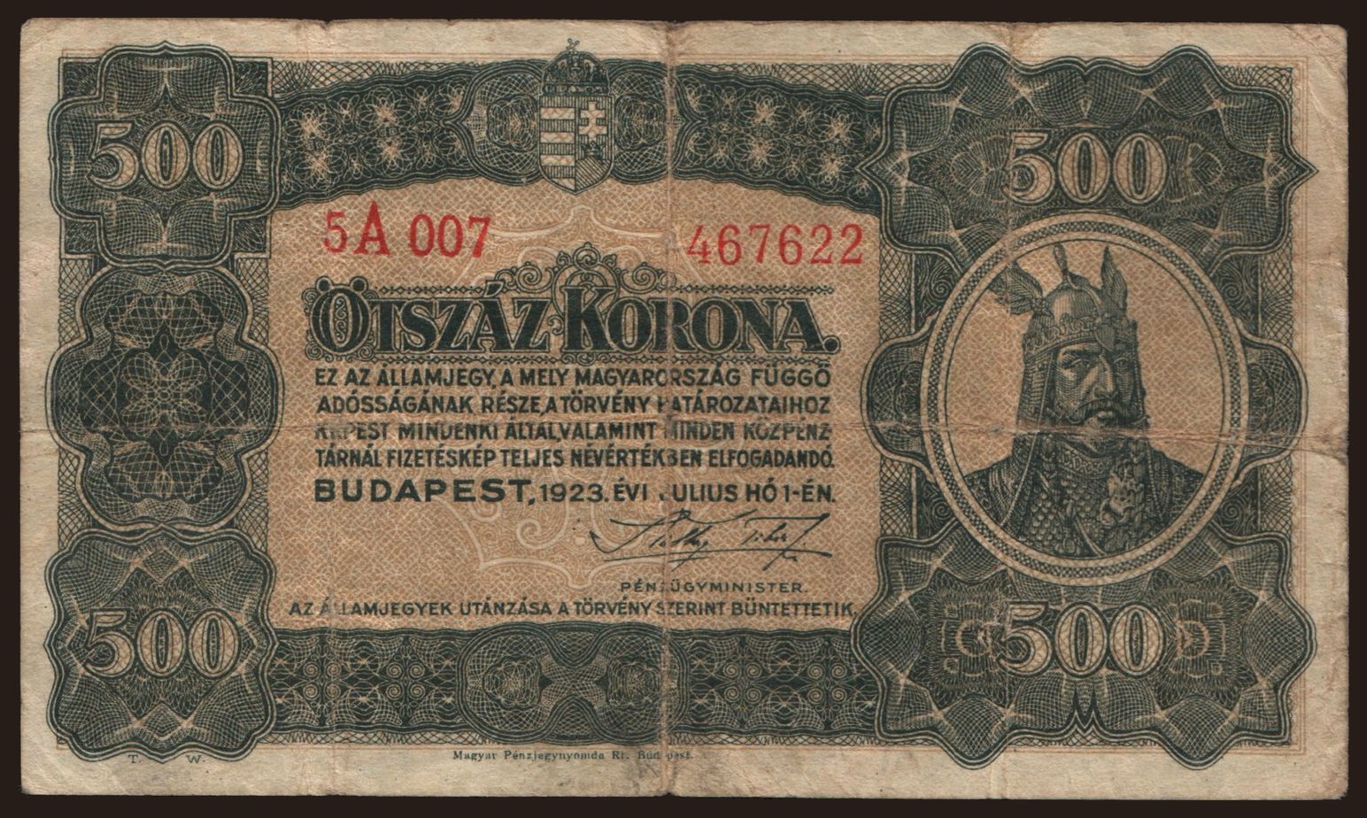 500 korona, 1923