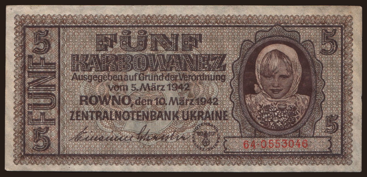 Rowno, 5 Karbowanez, 1942