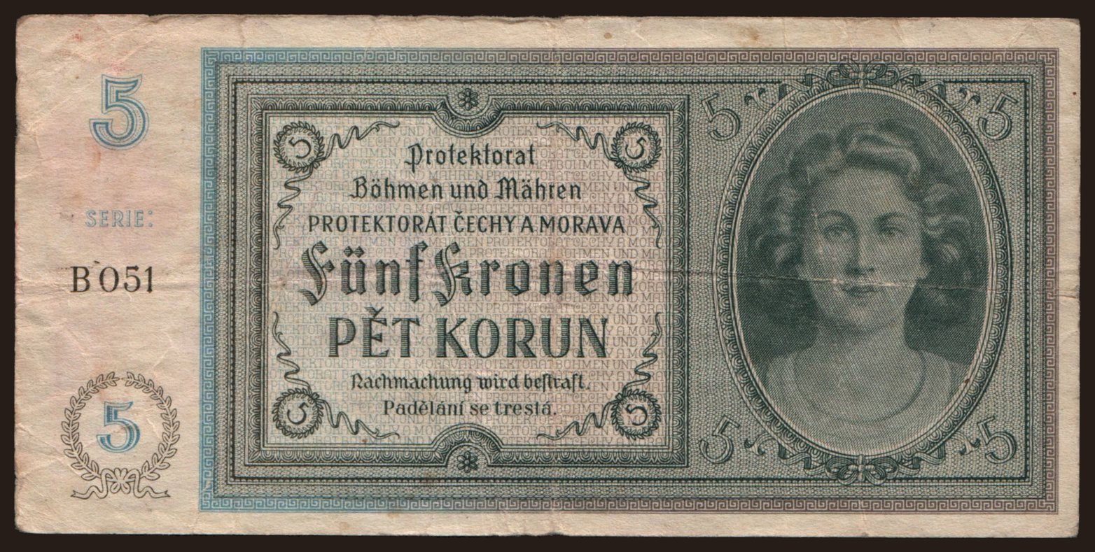 5 korun, 1940