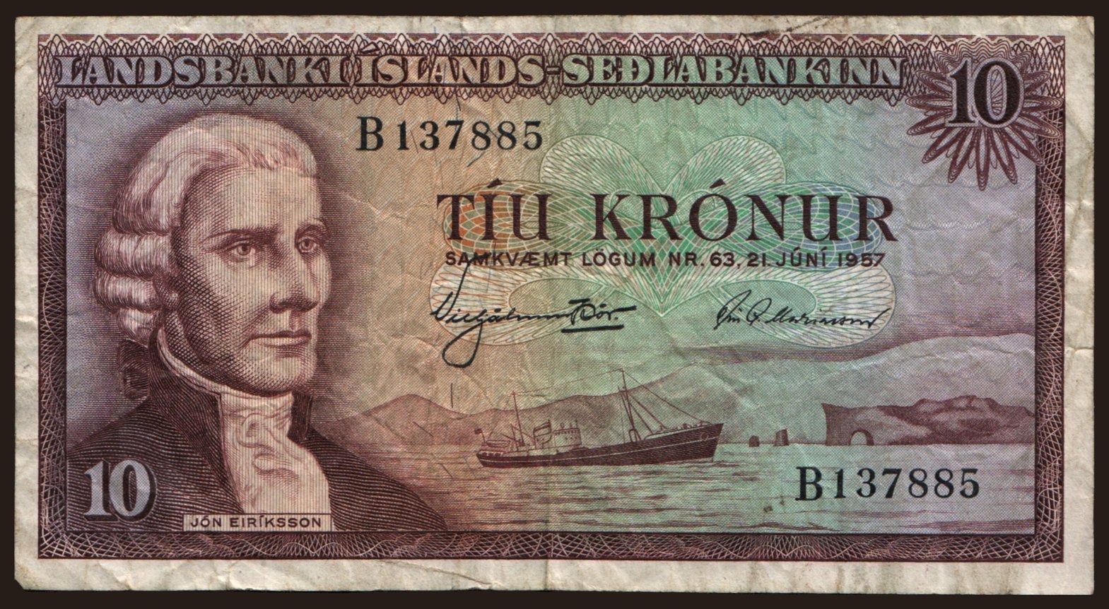 10 kronur, 1957