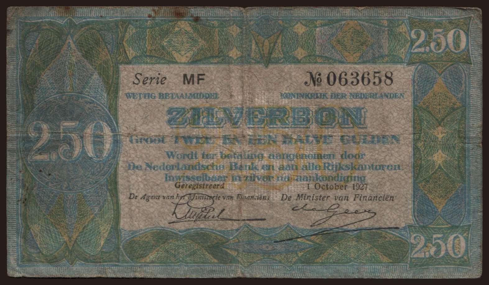 2 1/2 gulden, 1927