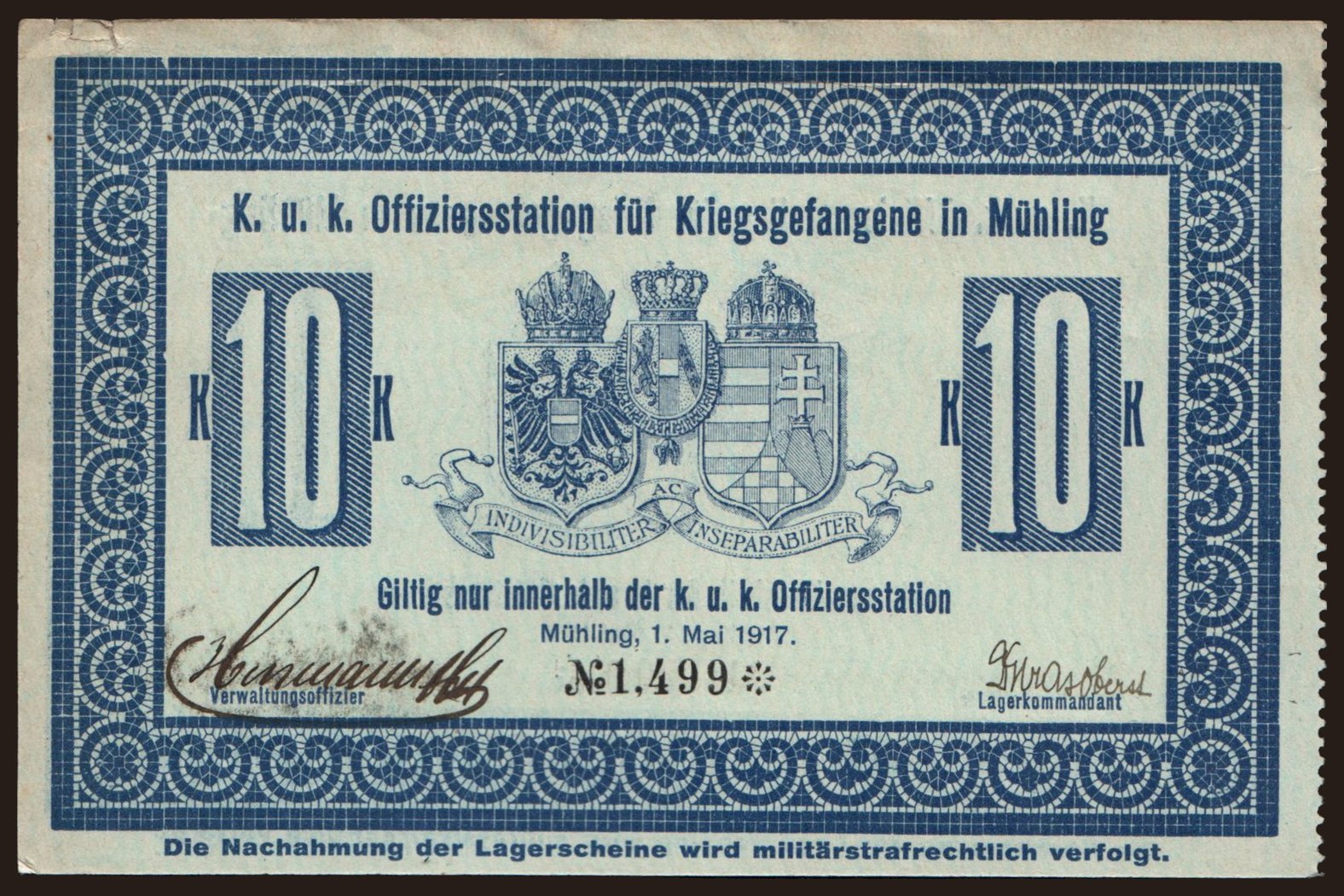 Mühling, 10 Kronen, 1917