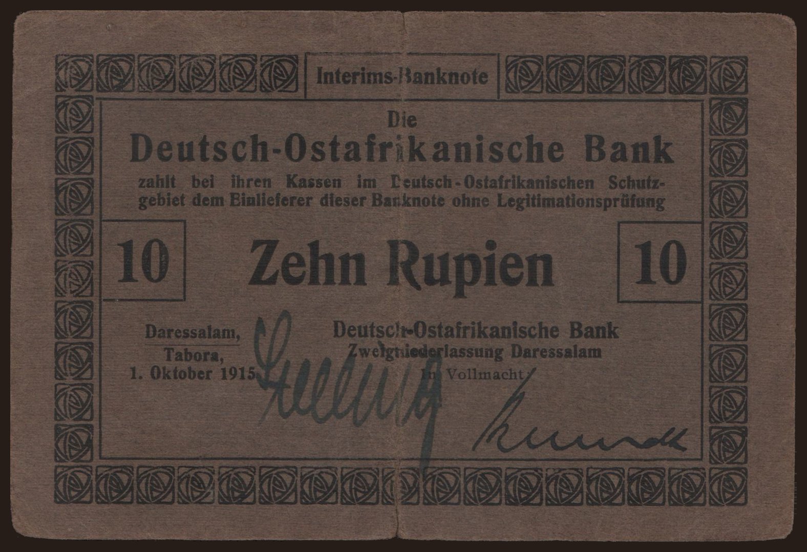 10 Rupien, 1915