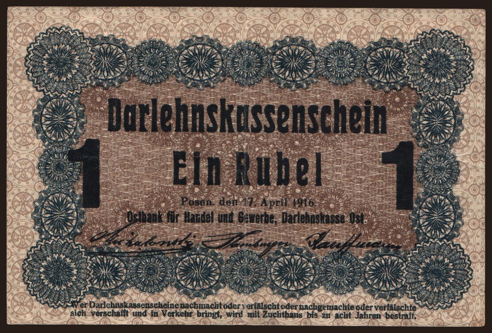 Posen, 1 Rubel, 1916